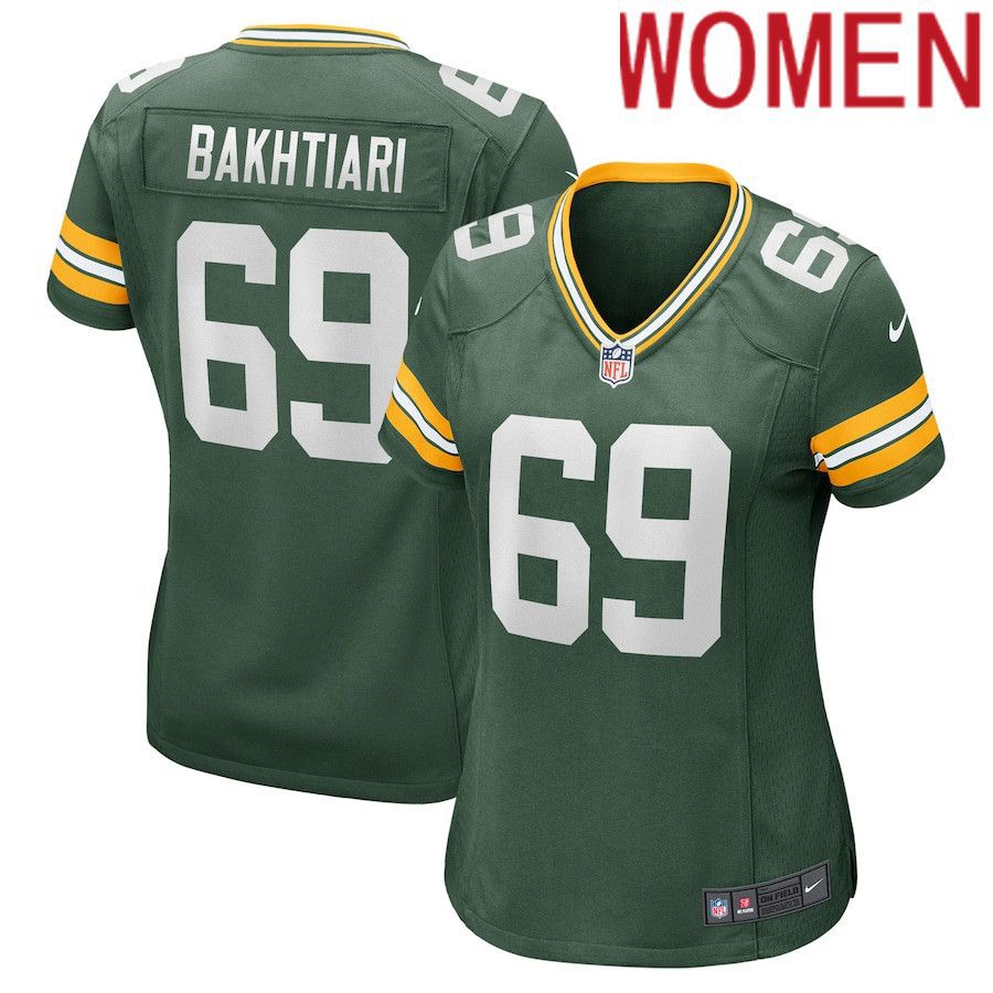 Women Green Bay Packers #69 David Bakhtiari Nike Green Game Player NFL Jersey->women nfl jersey->Women Jersey